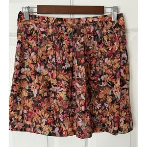 J Crew Women's 100% Cotton Brown Floral Pleated Mini Skirt Size 2